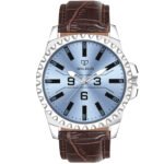Walrus Men’s Analog Watch - Blue Dial 38.5mm, Brown Vegan Leather Strap 22mm, Stylish & Modern Style | Old Money Style Watch | Perfect for Formal and Casual Wear- Perfect for Gift