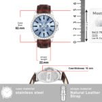 Walrus Men’s Analog Watch - Blue Dial 38.5mm, Brown Vegan Leather Strap 22mm, Stylish & Modern Style | Old Money Style Watch | Perfect for Formal and Casual Wear- Perfect for Gift