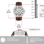 Walrus Men’s Silver Dial Analog Watch - Dial 38.5mm, Brown Vegan Leather Strap 22mm, Stylish & Durable | Old Money Style Watch | Perfect for Formal and Casual Wear- Perfect for Gift