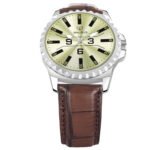 Walrus Men’s Light Green Dial Analog Watch - Dial 38.5mm, Brown Vegan Leather Strap 22mm, Stylish & Durable | Old Money Style Watch | Perfect for Formal and Casual Wear- Perfect for Gift