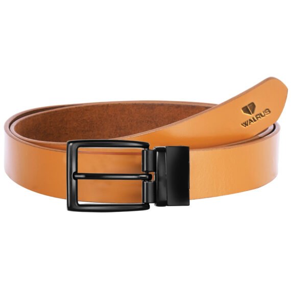 Walrus MJ Series Premium Leather Men’s Belt , Tan Finish, Clamp Lock Closure, Daily Wear & Business Use, 30mm Width and 42 Inches Length