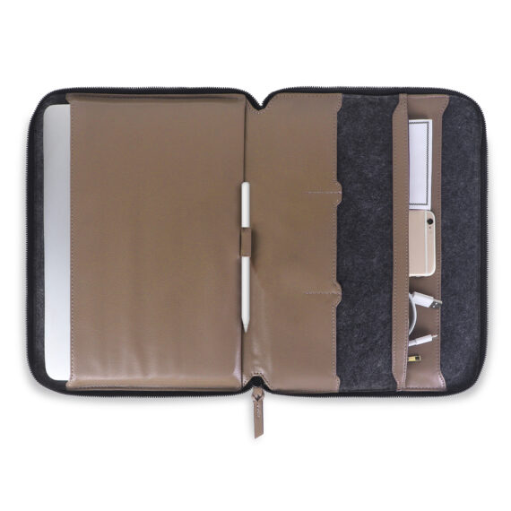 Walrus Vegan Leather Duke Series Grey Office folder for Multifunctional 24 File Sleeve for Home, Office, and School Use: Holds A4 Professional Files and Folders, Certificates, and Legal-Size Documents