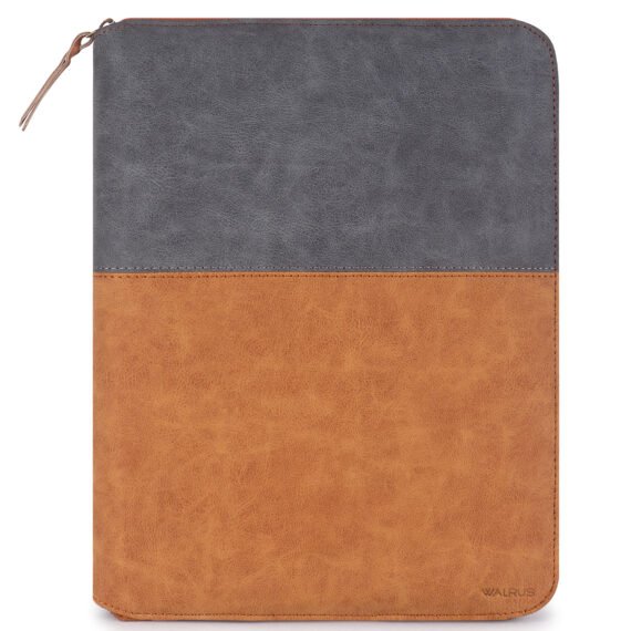 Walrus Vegan Leather Retro II Series Black & Tan Office folder for Multifunctional 24 File Sleeve for Home, Office, and School Use: Holds A4 Professional Files and Folders, Certificates, and Legal-Size Documents