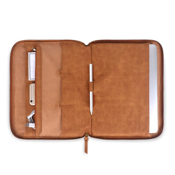 Walrus Vegan Leather Retro II Series Black & Tan Office folder for Multifunctional 24 File Sleeve for Home, Office, and School Use: Holds A4 Professional Files and Folders, Certificates, and Legal-Size Documents