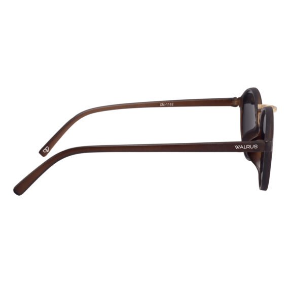 Walrus James Series Golden Oval Sunglasses for Men & Women | UV Protection, Clear Lenses, Vintage Fashionable Look | Perfect for Selfies