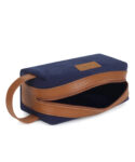 Walrus Canvas Fabric Toiletry Bag Unisex, Travel Pouch for Toiletries Shaving Kit & Cosmetics, Water Resistance for Travel Accessories, Organizer Travel Pouch for MakeUp, Blue & Brown