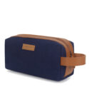 Walrus Canvas Fabric Toiletry Bag Unisex, Travel Pouch for Toiletries Shaving Kit & Cosmetics, Water Resistance for Travel Accessories, Organizer Travel Pouch for MakeUp, Blue & Brown