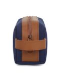 Walrus Canvas Fabric Toiletry Bag Unisex, Travel Pouch for Toiletries Shaving Kit & Cosmetics, Water Resistance for Travel Accessories, Organizer Travel Pouch for MakeUp, Blue & Brown