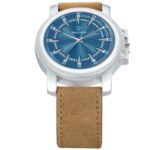 Walrus Blue Dial 38.5mm Men’s Watch, Tan Vegan Leather Strap 22mm, Stylish & Modern Style | Old Money Style Watch | Perfect for Formal and Casual Wear- Perfect for Gift