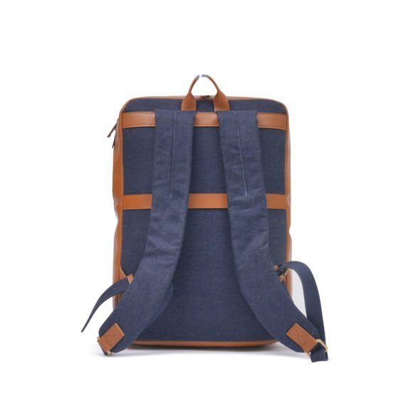 Walrus Jeans Series 16-Inch Blue Laptop Bag | Premium Jeans Fabric with Vegan Leather | Multi-Pocket Backpack for Office, School, Travel Use