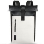 Walrus Zebra Series Backpack Bag with Secure Clip Closure Padded Laptop Sleeve Side Zip Pocket Lightweight Design for Office College Travel Use Vegan Leather Standard Size White & Black