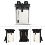 Walrus Zebra Series Backpack Bag with Secure Clip Closure Padded Laptop Sleeve Side Zip Pocket Lightweight Design for Office College Travel Use Vegan Leather Standard Size White & Black