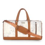 Walurs Spin II Series White-Tan Travel Duffel – 1 Outer Zip Pocket, 2 Inner Open Pockets, 1 Inner Zip Pocket, 2 Handles, Adjustable Strap, Ideal for Office, Trips