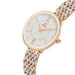 Walrus Analog Women’s Watch Round Silver Dial with Dual Color Rose Gold-Silver Strap – Stainless Steel – Fashionable & Durable – Regular Fit