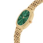 Walrus Women's Watch with Green Oval Dial & Gold Strap – Elegant Analog Quartz Timepiece