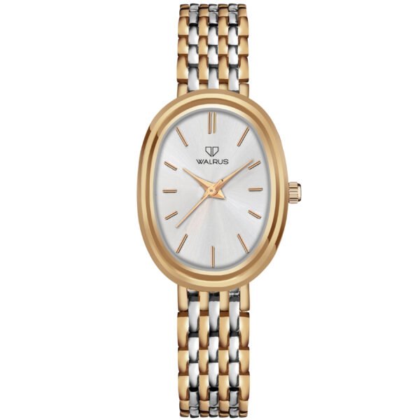 Walrus Majestic III Series Women’s Watch – Oval Silver Dial with Dual-Tone Strap – Elegant & Minimal
