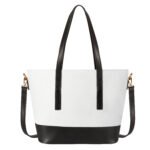 Walurs Colors Series Vegan Leather Purse for Women, Elegant Tote Bag with Long Handles, 1 Large Compartment, Crossbody Strap, Daily Use Bag in White and Black