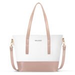 Walurs Colors Series Vegan Leather Purse for Women, Elegant Tote Bag with Long Handles, 1 Large Compartment, Crossbody Strap, Daily Use Bag in White and Beige