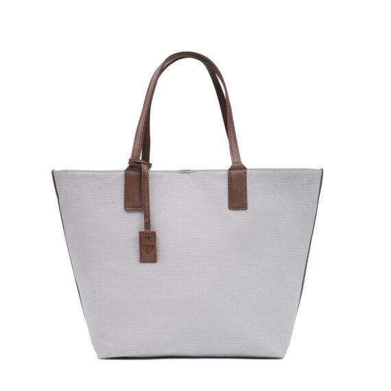 Walurs Oxford III  Grey & Brown Tote for Women – Premium Vegan Leather, Hook Closure, Large Main Compartment – Stylish & Practical Bag for Work, Travel & Casual Use