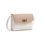 Walurs Women’s Diva III Beige-White Series Mini Purse – Elegant Vegan Leather with Twister Lock, Two Compartments, Compact Design – Everyday or Travel Use