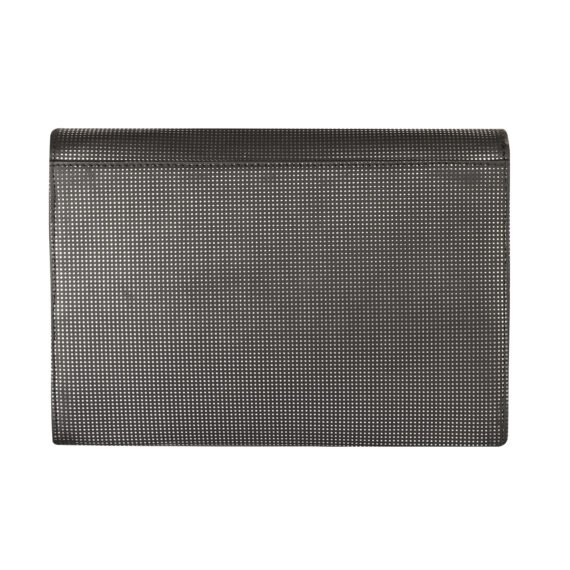 Walurs Feb Series Vegan Leather Clutch for Women | Flap Magnetic Closure, Silver Chain Strap, Zipper Pocket | Evening, Party, Wedding Purse | Black Metallic Finish