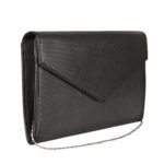 Walurs Feb Series Vegan Leather Clutch for Women | Flap Magnetic Closure, Silver Chain Strap, Zipper Pocket | Evening, Party, Wedding Purse | Black Metallic Finish