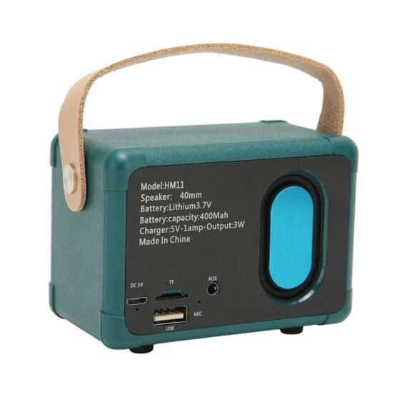 Walrus Retro II Series Bluetooth Speaker – 3W Portable Rechargeable Speaker with FM, Memory Card Slot, 400mAh Battery, 4.2 Bluetooth – Ideal for Laptop/Desktop Use – Green