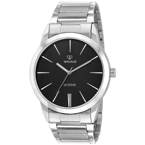 Walrus Men Combo Pack Of Black Watch & Black Leather Wallet