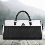 Walrus Stripes Series White Vegan Leather Travelling Duffle Bag
