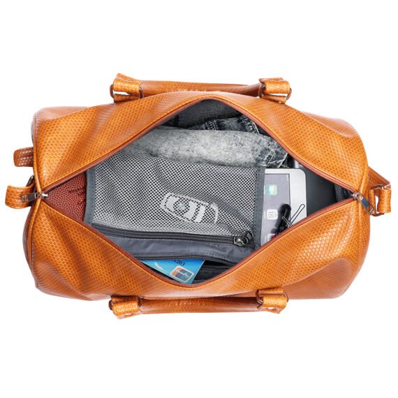 Walrus Weave Series Beige Vegan Leather Travelling Duffle Bag