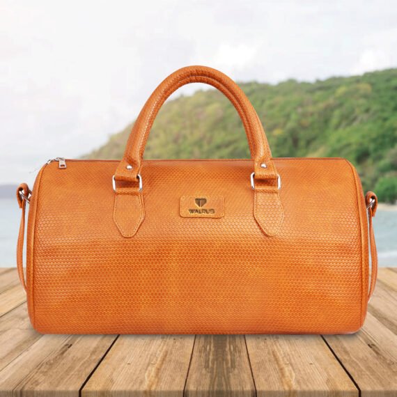 Walrus Weave Series Beige Vegan Leather Travelling Duffle Bag