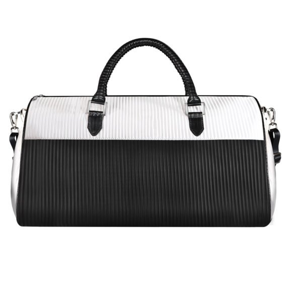 Walrus Stripes Series White Vegan Leather Travelling Duffle Bag