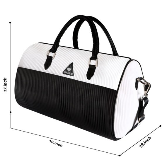 Walrus Stripes Series White Vegan Leather Travelling Duffle Bag