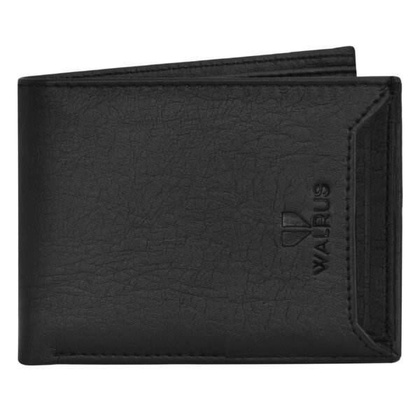 Walrus Black Color Nature Friendly Vegan Leather Bi Fold Bi Fold Men Wallet