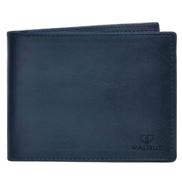 Walrus Blue Color Nature Friendly Vegan Leather Bi Fold Bi Fold Men Wallet