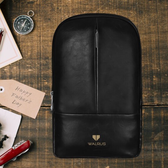 Walrus Veteran Series Black Synthetic Leather Cross Body Sling Bag