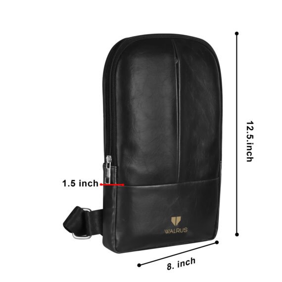 Walrus Veteran Series Black Synthetic Leather Cross Body Sling Bag