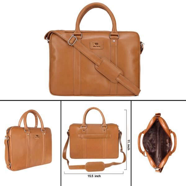 Walrus Veteran III Series Tan Synthetic Leather 15.6 Inch Laptop Messenger Bag With Laptop Compartment