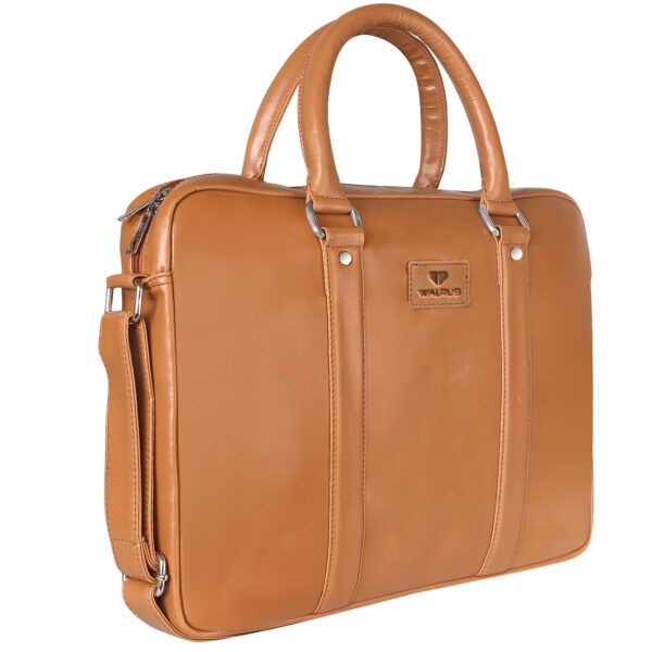 Walrus Veteran III Series Tan Synthetic Leather 15.6 Inch Laptop Messenger Bag With Laptop Compartment