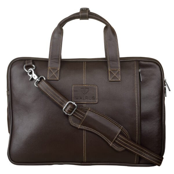 Walrus Sleek Brown Slim Synthetic Leather Laptop Messenger Bag