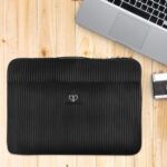 Walrus Stripes Series Black Vegan Leather 15.6 Inch Laptop Messenger Bag