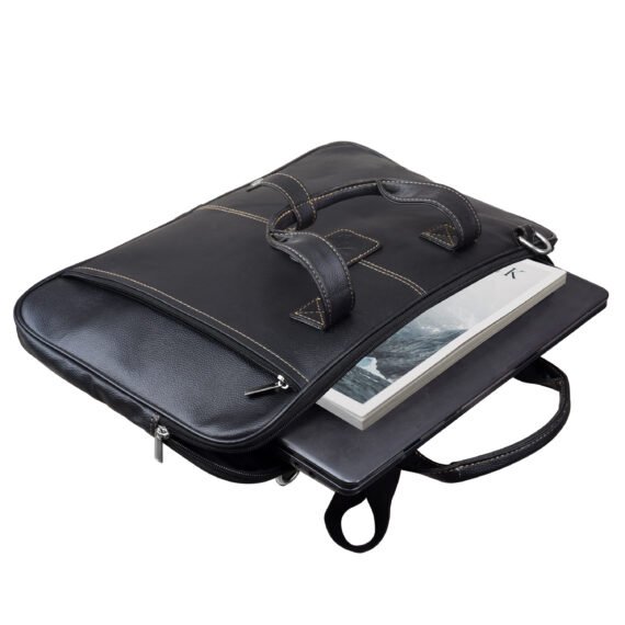 Walrus Sleek Black Slim Synthetic Leather Laptop Messenger Bag