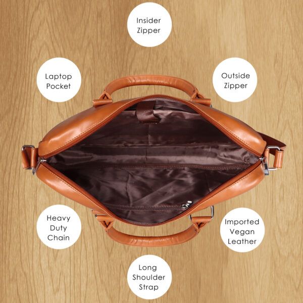Walrus Veteran III Series Tan Synthetic Leather 15.6 Inch Laptop Messenger Bag With Laptop Compartment