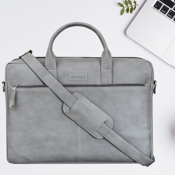 Walrus Colors Series Silver Vegan Leather 15.6 Inch Laptop Messenger Bag With Laptop Compartment
