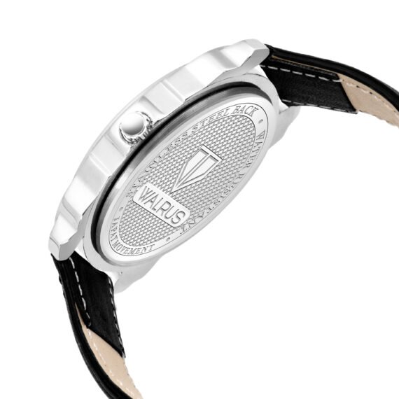 Walrus Black Dial Analog Day Date Function Leather Strap Wrist Watch For Men