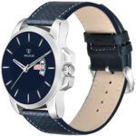 Walrus Blue Dial Analog Day Date Function Leather Strap Wrist Watch For Men