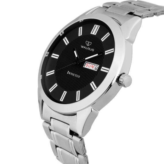 Walrus Invictus III Series Black Dial Men Metallic Wristwatch With Day & Date Function