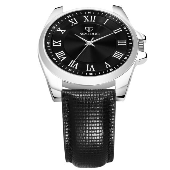 Walrus Black Dial Analog Leather Strap Wrist Watch For Men