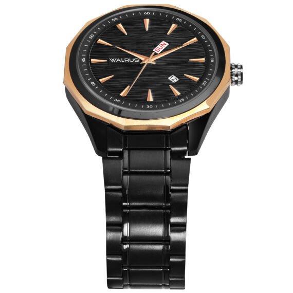 Walrus Black Dial Analog Leather Strap Wrist Watch For Men