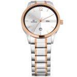 Walrus Silver Dial Analog Date Function Metal Chain Wrist Watch For Men With PUSH Button Lock